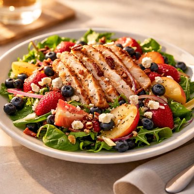 Summer fruit chicken salad with pipoyseed dressing from target