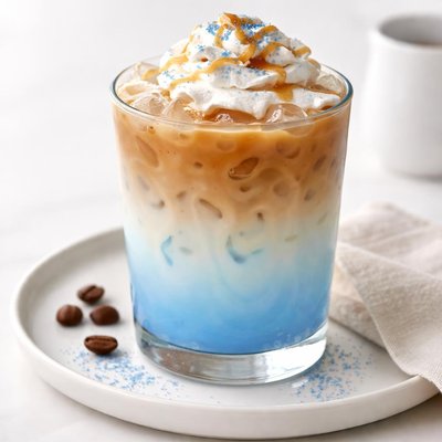 Summer moon coffee iced blue moon latte