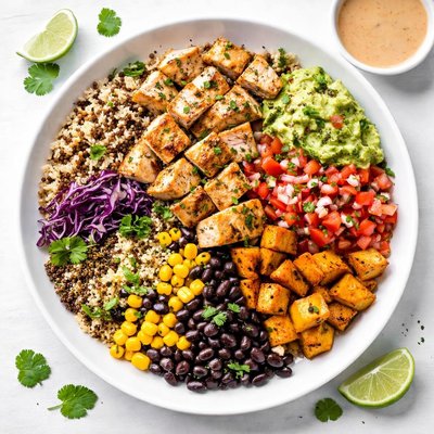 Super protein bowl with chicken currito