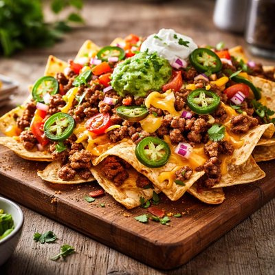 Supreme beef nachos