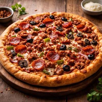 Supreme meat feast pizza