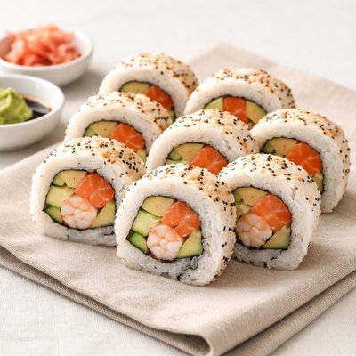 加州三文鱼虾牛油果卷