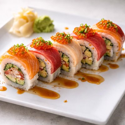 各式鱼和鱼籽寿司卷
