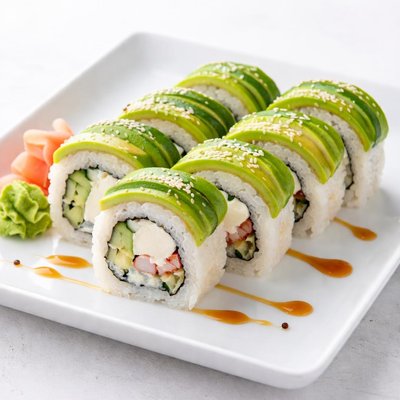Sushi roll with avocado and cream cheese