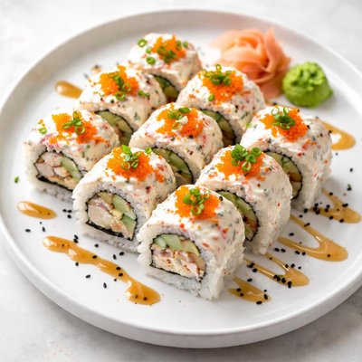 蟹肉和蛋黄酱寿司卷