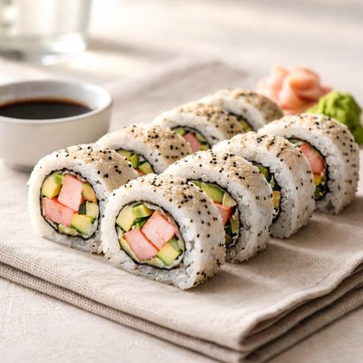 Sushi roll with crab stick