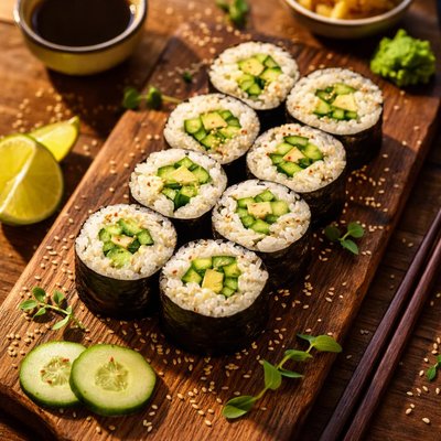 Sushi roll with cucumber