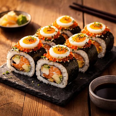 Sushi roll with egg