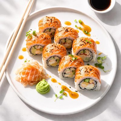 Sushi roll with fish