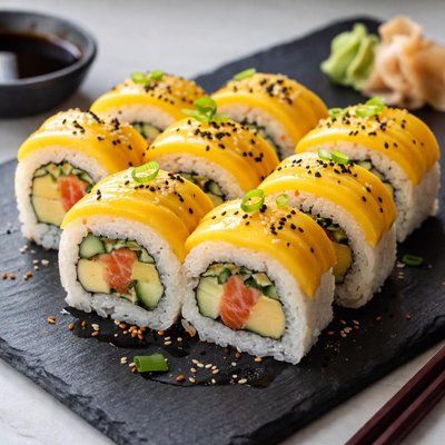 Sushi roll with mango