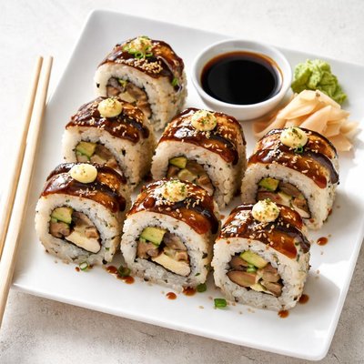 Sushi roll with mushroom
