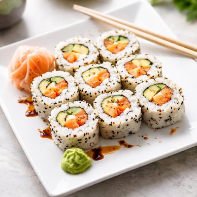 Sushi roll with orange filling