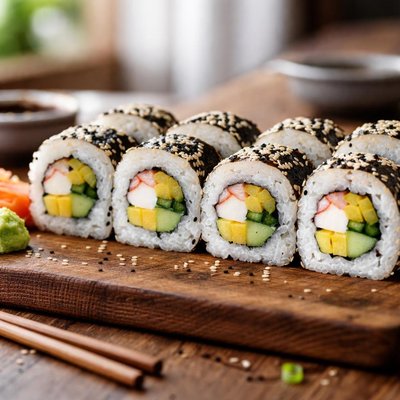 Sushi roll with pickled radish