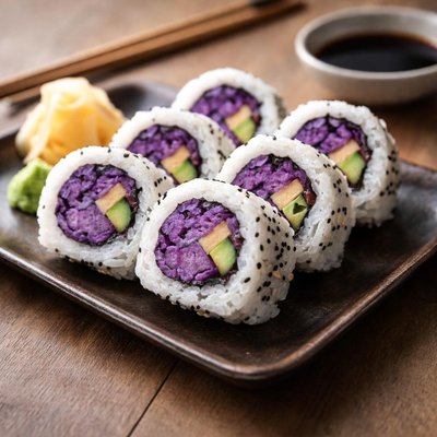 Sushi roll with purple filling