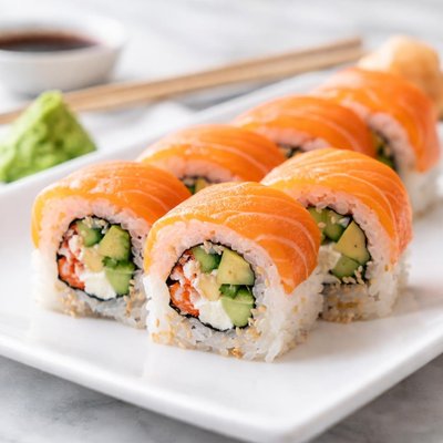 Sushi roll with salmon