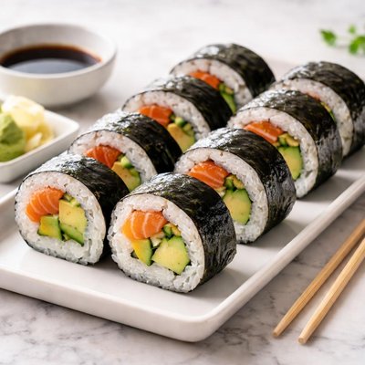 Sushi roll with seaweed wrap