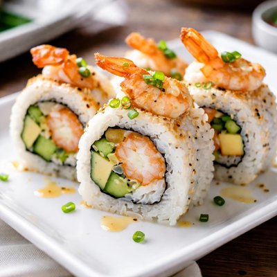 Sushi roll with shrimp