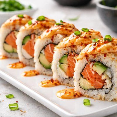 Sushi roll with spicy mayo