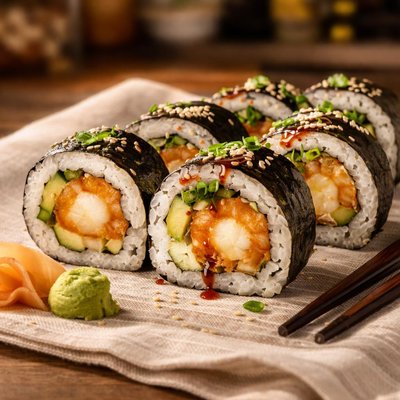 Sushi roll with tempura