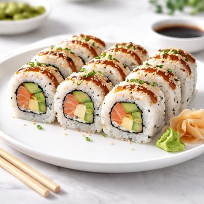 Sushi roll with white rice
