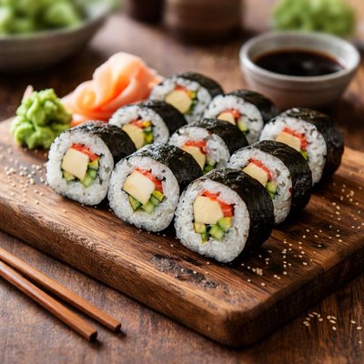 Sushi with crabsticks