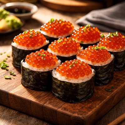Sushi with fish roe