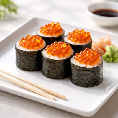 Sushi with salmon roe