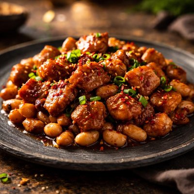 Sweet and spicy pork and beans