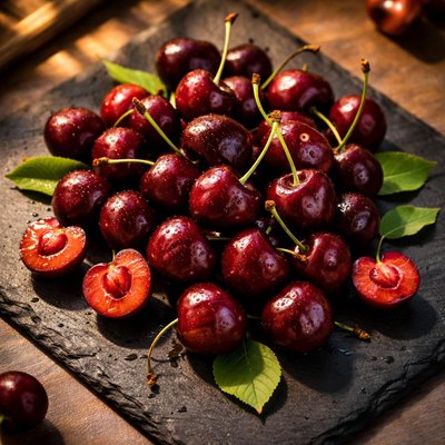 Sweet cherries with seed in