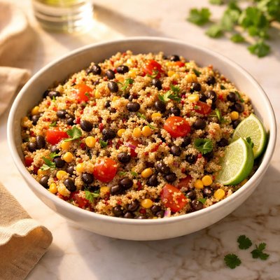 Quinoa con mais dolce e fagioli neri