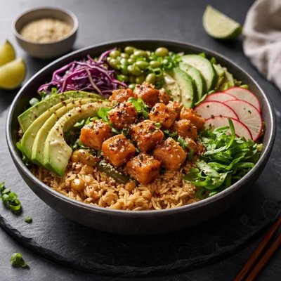 Sweet green crispy rice bowl
