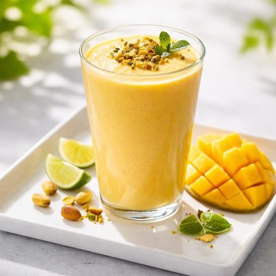 Sweet mango lassi drink