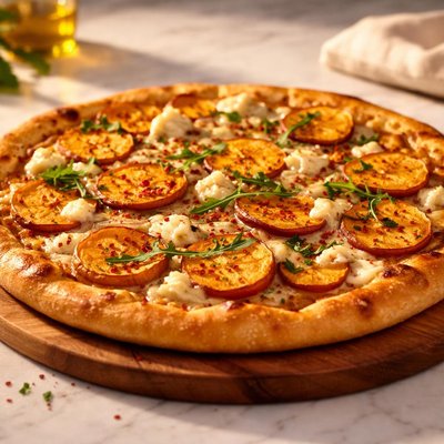 Sweet potato and cheese pizza