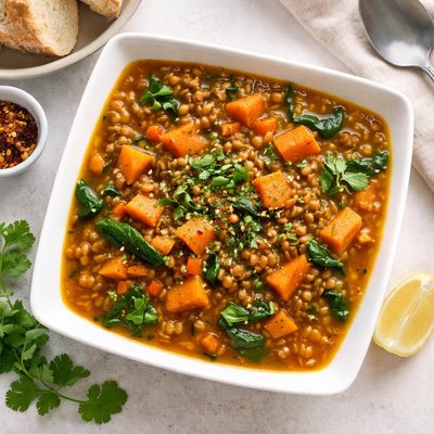 Sweet potato lentil soup