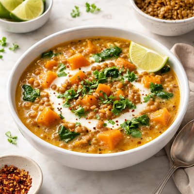 Sweet potato lentil soup coconutmilk