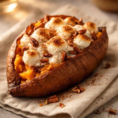 Sweet potato with melted marshmallow