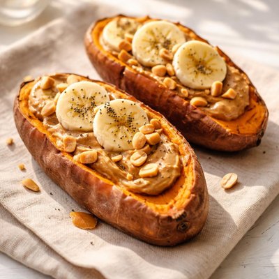 Sweet potato with peanut butter
