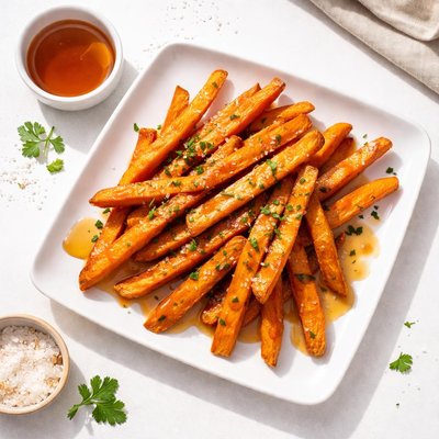 Sweet potatoe fries with maple syrup