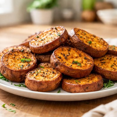 Sweet potatoes sliced air fried