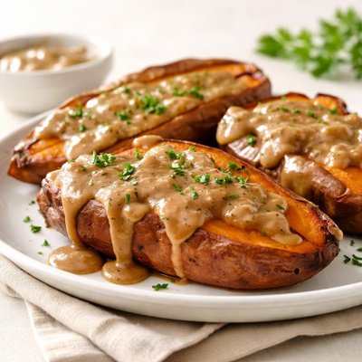 Sweet potatoes with gravy