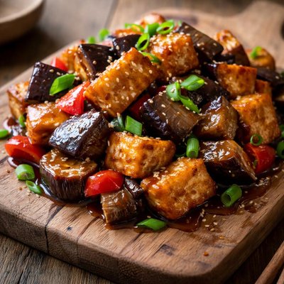 Sweet sour eggplant tofu