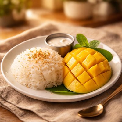 Sweet sticky rice with mango