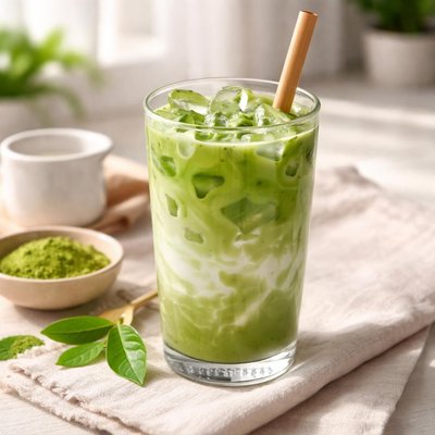 Sweetened iced matcha