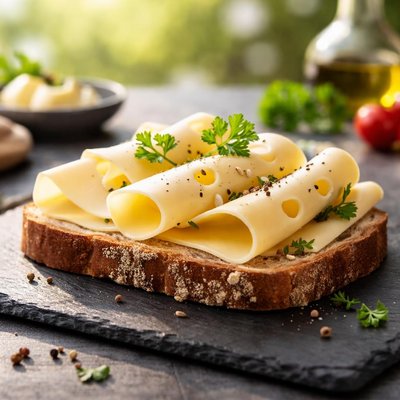 Swiss cheese on rye bread