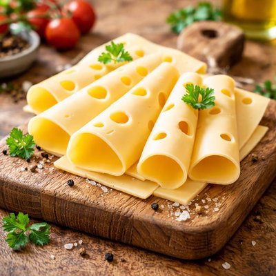Swiss cheese sliced