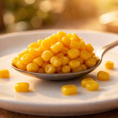Table spoon of sweet corn