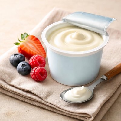 Cucharada de yogur bajo en grasa