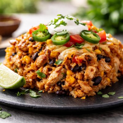 Taco chicken rice bake