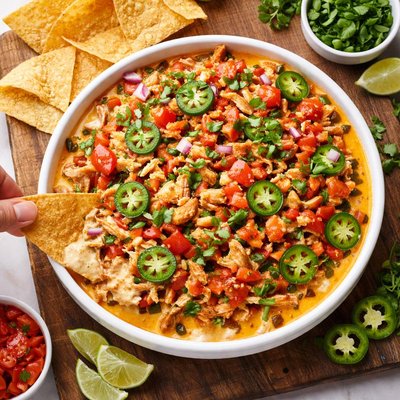 Taco dip with chicken and jalapeno