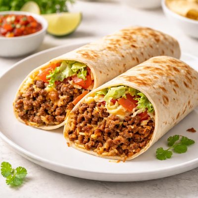 Taco villa meat burrito